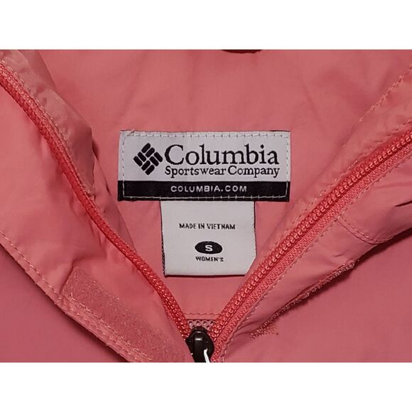 Columbia Windbreaker Jacket Womens Small Hooded Drawstring Pink Nylon Polyester - Picture 5 of 7